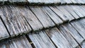 roof wood shingles in close-up gray natural background abstract background arranged in rows Royalty Free Stock Photo