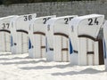 Roofed wicker beach chair on the North Sea and Baltic Sea Royalty Free Stock Photo