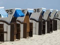 Roofed wicker beach chair on the North Sea and Baltic Sea Royalty Free Stock Photo