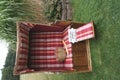 For a relaxing day in the roofed wicker beach chair with a bottle of wine and a baguette
