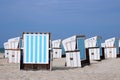 Roofed wicker beach chairs Royalty Free Stock Photo