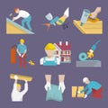 Roofer icons flat