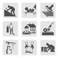 Roofer icons set