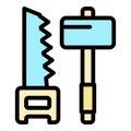 Roofer tools icon vector flat