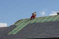 Roofer in work