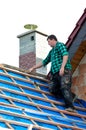 Roofer working