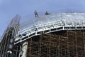 Roofers, tied with ropes working on the roof 6 Royalty Free Stock Photo