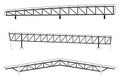 Roofing building, steel frame detail, roof truss set, vector illustration