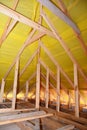 Roofing Construction Interior. Wooden Roof Beams, Wooden Frame, Rafters, Trusses,  House Attic Construction Royalty Free Stock Photo