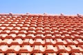 Roofing construction. Roof ceramic tiles on blue sky background Royalty Free Stock Photo