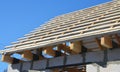 Roofing construction with wooden framework