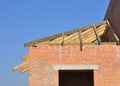 Roofing construction with wooden rafters, eaves and timber