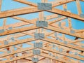 Roofing Construction. Wooden Roof Frame House Construction. House Building Frame Royalty Free Stock Photo