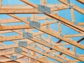 Roofing Construction. Wooden Roof Frame House Construction. House Building Frame Royalty Free Stock Photo