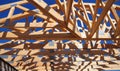 Roofing Construction. Wooden Roof Frame House Construction Royalty Free Stock Photo
