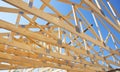 Roofing Construction. Wooden Roof Frame House Construction. Royalty Free Stock Photo