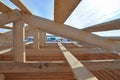 Roofing Construction. Wooden Roof Frame House Construction