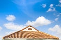 Roofing Contractors concept Installing House roof Royalty Free Stock Photo