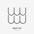 Roofing flat line icon. Illustration of composite tile roof material. House construction sign. Thin linear logo for home Royalty Free Stock Photo