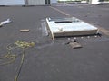 Field view of Roof Repairs on Commercial EPDM roof; AC curb wrapping; Flat roof