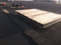 View of Roofing repairs; AC curb on Commercial EPDM flat roof and clean up