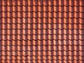 Roofing texture. Red corrugated tile element of roof. Royalty Free Stock Photo