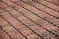 Roofing texture. Red corrugated tile element of roof Royalty Free Stock Photo