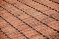 Roofing texture. Red corrugated tile element of roof Royalty Free Stock Photo