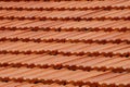 Roofing texture. Red corrugated tile element of roof Royalty Free Stock Photo