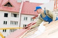 Roofing tiling works Royalty Free Stock Photo