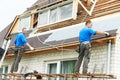 Roofing work with flex roof Royalty Free Stock Photo