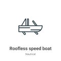 Roofless speed boat outline vector icon. Thin line black roofless speed boat icon, flat vector simple element illustration from Royalty Free Stock Photo