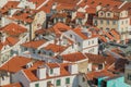 Roofs of Alfama neighborhhod of Lisbon from Miradouro de Santa Luzia viewpoint, Portug