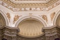 Roofs of ancient buildings, frescoes, arches, church ceilings, classical paintingsBaroque windows fresco statues relief angels Royalty Free Stock Photo