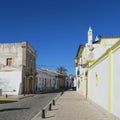 Architecture, faro, portugal, white houses, blue sky, overwinter Royalty Free Stock Photo