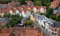 The roofs of the charming Ribe: the oldest town in Denmark view from the top of the Cathedral Royalty Free Stock Photo