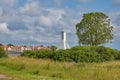 The roofs and chimneys of very small smoke houses so typical and famous for small village of Svaneke on Bornholm island in Denmark Royalty Free Stock Photo