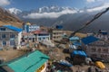 Roofs of delightful guest houses in the Village Kyangjin Gompa Royalty Free Stock Photo