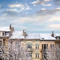 Roofs of houses covered with snow. Royalty Free Stock Photo