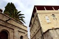 Roofs of houses on a narrow street of the old city in the center of Jerusalem.