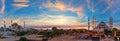 Roofs of Istanbul, Hagia Sophia and Blue Mosque view, beautiful sky of Istanbul, Turkey