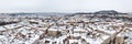 Roofs of Lviv, Ukraine - January 26, 2012. Wine panorama over Lvov city on snpowy winter day. Old historical downtown