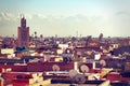 Roofs of Marrakech and the Atlas Mountains in the late afternoon Royalty Free Stock Photo