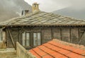 The roofs of the monastery and the snow