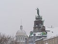 Roofs of the Notre dame de Bonss secours chapel and bonsecours market in Montreal. Royalty Free Stock Photo