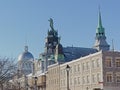 Roofs of the Notre dame de Bonss secours chapel and bonsecours market in Montreal Royalty Free Stock Photo