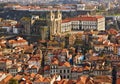 Roofs of old city and The Porto Cathedral (Se do Porto) in Porto