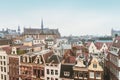 Roofs of old Dutch medieval houses in Amsterdam, view from above Royalty Free Stock Photo