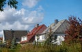 Roofs of old houses in autumn, residential area Royalty Free Stock Photo
