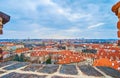 The roofs of old Prague from Viewpoint at the Black Tower, Czech Republic Royalty Free Stock Photo